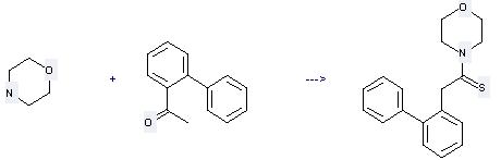 Ethanone,1-[1,1'-biphenyl]-2-yl- can be used to produce 2-biphenylylacetothiomorpholide by heating